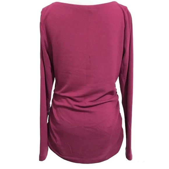 Nally and Millie Long Sleeve Rouched Sides Scoop Neck Top Size Medium - Picture 3 of 6